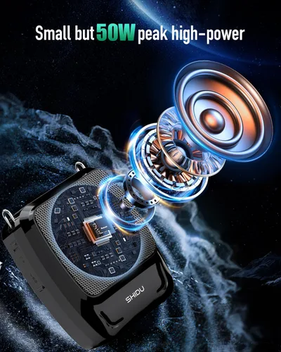 Vista 10 de SHIDU Amplificador de voz de 35 W con micrófono inalámbrico (de mano y auriculares), megáfono portátil Bluetooth para profesores, guías turísticos
