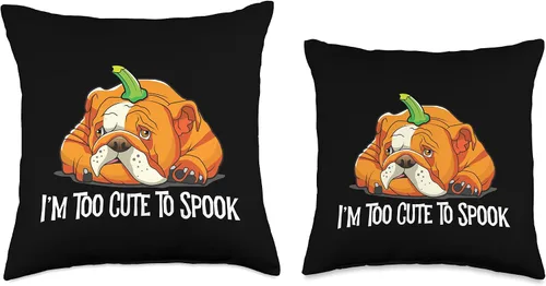 Vista 3 de Funny English Bulldogs English Bulldog - Almohada de Halloween con diseño de calabaza espeluznante para perrito, 16 x 16 pulgadas, multicolor