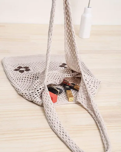 Vista 5 de ENBEI Bolsas bohemias, bolsa de punto de hombro, bolsa de mano Y2K estética, bolso de ganchillo lindo para mujeres, regalos hippie