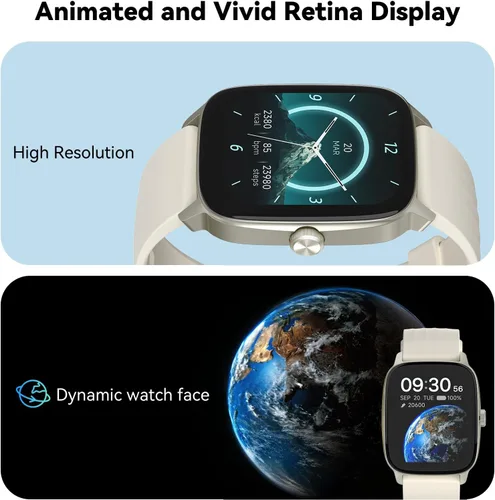 Vista 7 de EURANS Reloj inteligente, no requiere aplicación/teléfono, pantalla HD de 1.85 pulgadas, reloj impermeable con monitor de frecuencia cardíaca