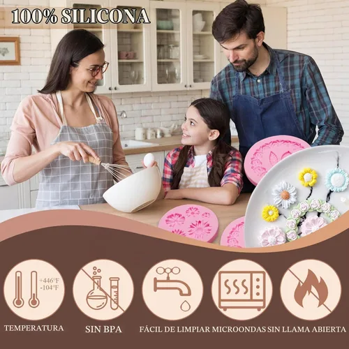 Vista 3 de Moldes de silicona para mariposas, 6 paquetes de moldes para 6 moldes de flores Pakcs