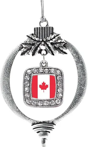 Vista 204 de Inspired Silver - Adorno con dije de reina de rodillo - Adornos navideños cuadrados de plata con joyas de circonita cúbica