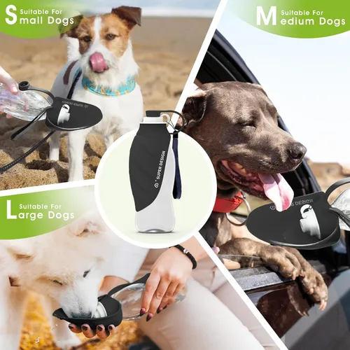 Vista 5 de SUPERDESIGN Botella de agua para perro, botella de agua portátil para perros pequeños a grandes, botella de agua de viaje para perros a prueba