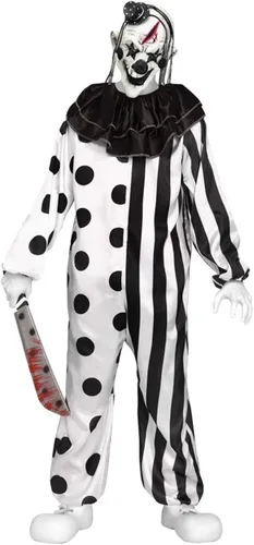 Vista 3 de nezababycos Disfraz de asesino payaso espeluznante de Halloween para disfraz de Joker sangrante trajes de cosplay para fiesta de adultos