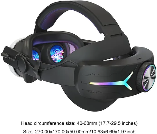 Vista 7 de AZURAOKEY Head Strap Battery Pack for Meta Quest 3, Replacement Elite Strap 8000mAh Enhanced Comfort and Extended Gaming Time with RGB Light for