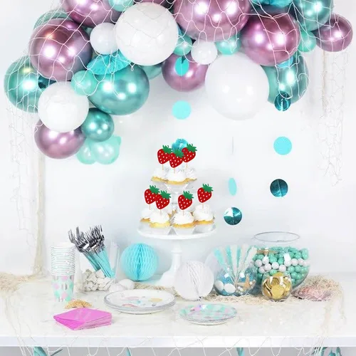 Vista 6 de 24 piezas de adornos para cupcakes de fresa, purpurina roja, temas de frutas, bayas y fresas, para verano, dulces, baby shower, fiesta