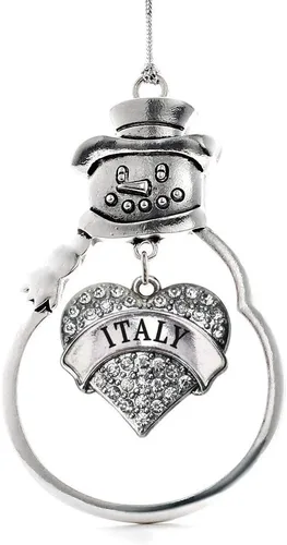 Vista 180 de Colgante de plata con diseño de Detroit con forma de corazón y muñeco de nieve con circonitas cúbicas