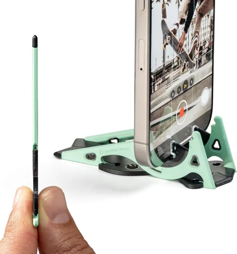 Vista 11 de GEOMETRICAL Trípode de bolsillo PROv2 - Soporte tamaño tarjeta, para iPhone, kit universal azul alienígena