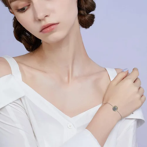 Vista 4 de YAFEINI Pulsera de plata de ley 925 con dije de muerte de Santa Muerte para mujer, Plata de ley Plata, Sin gemas.