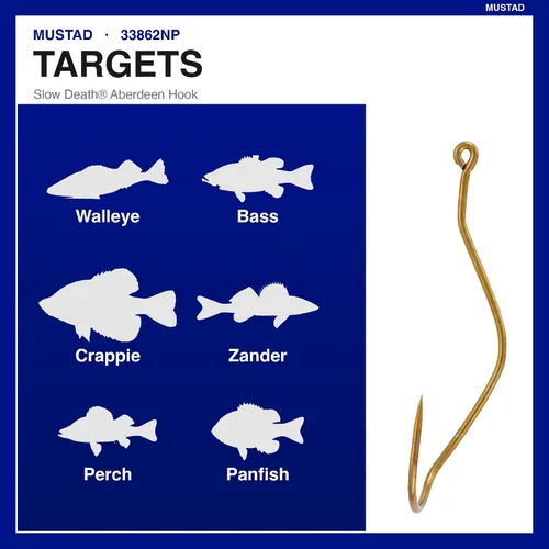 Vista 2 de Mustad 33862NP Slow Death Aberdeen Gancho Bronce Tamaño 2 Paquete de 25 Agua Dulce