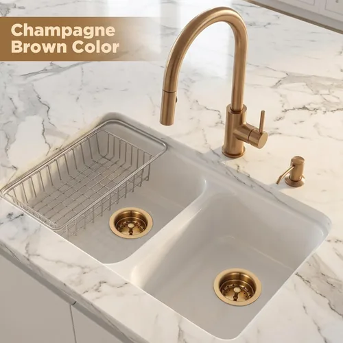 Vista 7 de Norme 5 Piezas Conjunto de Colador de Desagüe de Fregadero de Cocina de 3-1/2 Pulgadas Ensamblaje Brida de Triturador de Basura Tapón Obturador