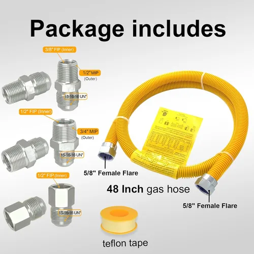 Vista 7 de TTFLEX - Kit de conector para secadora de gas de 48 pulgadas, 1/2 pulgadas