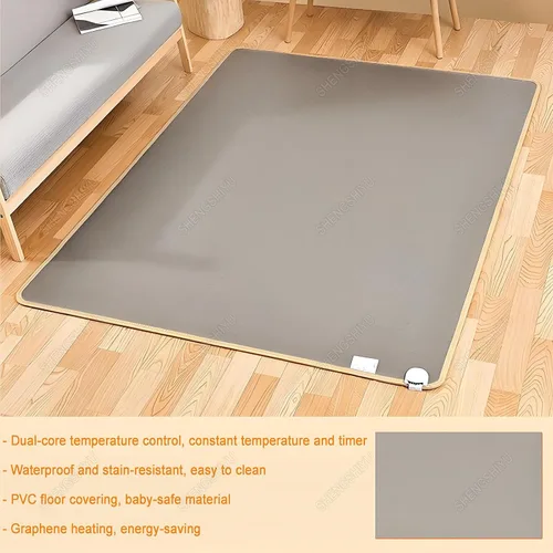 Vista 8 de Heated Carpet,Electric Floor Heating,Indoor Circulating Heat,Adjustable Temperature,Durables PVC,Creates a Warm Space for Family (100×100cm)