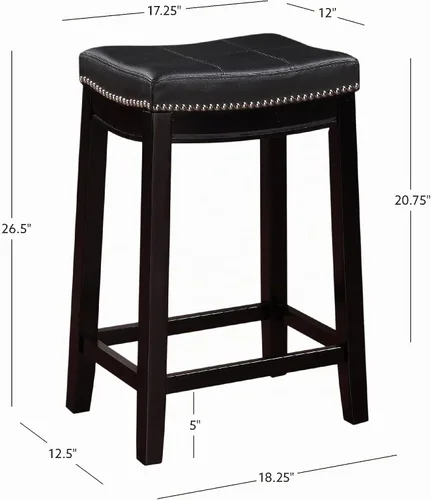 Vista 3 de Linon Claridge Taburete de mostrador, negro, 26 x 18 x 12.75 pulgadas