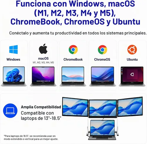 Vista 3 de TriCreate 16 FHD 16" Triple Monitor Extensor portátil