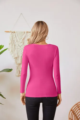 Vista 6 de VICHYIE Fall Clothes Womens Crewneck Ribbed Long Sleeve Shirts Slim Fitted Tee Casual Basic Tshirt Top