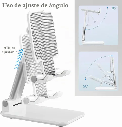 Vista 6 de Meetuo 2 piezas de soporte para teléfono celular, soporte para teléfono de altura de ángulo ajustable para escritorio, soporte para teléfono