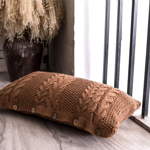 Vista 4 de vctops Funda de cojín decorativa de punto con inserto de almohada rectangular con botones cálidos para sofá, cama, decoración del hogar, café