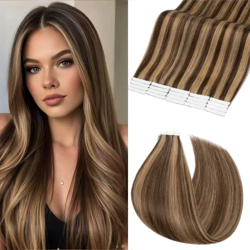 Vista 15 de Rich Choices Extensiones de cabello humano con cinta, 40 unidades, 3.53 oz, 100% Remy, extensiones de cabello humano real, extensiones de cabello