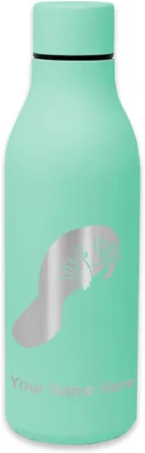 Vista 9 de LaserGram Botella de agua de acero inoxidable de doble pared, manatí, grabado personalizado incluido