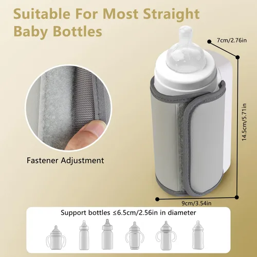 Vista 7 de Calentador de biberones portátil para viajes – Moclever Calentador de leche para bebés recargable por USB, calentador de leche materna alimentado