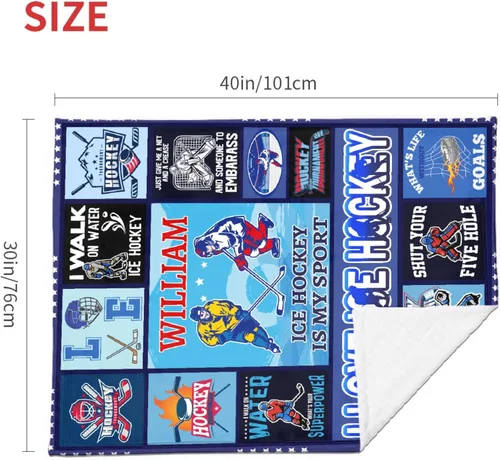 Vista 3 de Regalos personalizados de hockey sobre hielo para adolescentes, niños y niñas, mantas de franela premium personalizadas para amantes del hockey