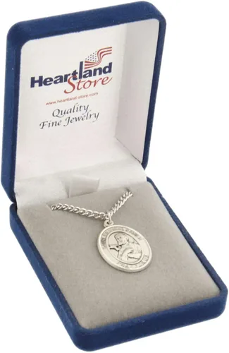 Vista 2 de Heartland Store - Medalla ovalada de San Francisco Xavier para hombre (plata de ley, incluye cadena a elegir)