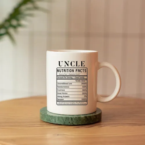 Vista 8 de Panvola Uncle Nutrition Facts Label From sobrino Hermano Hermana Día del Padre Nuevos tíos Divertidos Familia Reunión Taza de café de cerámica 11oz