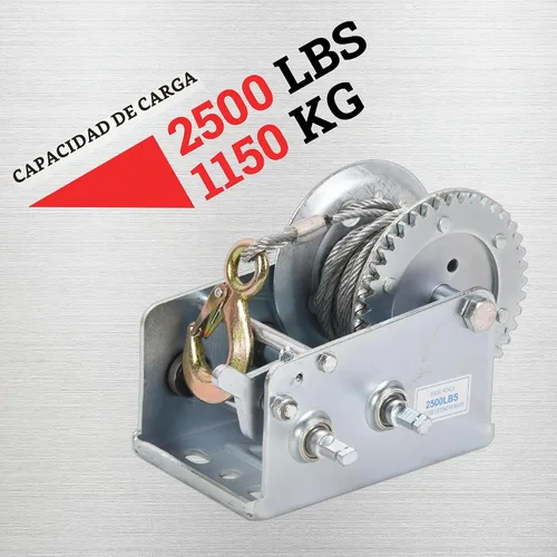 Vista 3 de Cabrestante de mano para remolque, cabrestante de 2500 libras, gancho resistente con cable de acero de 33 pies, trinquete bidireccional, cabrestante