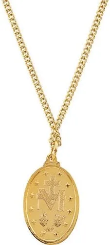 Vista 3 de Plata de Ley Chapados en oro de 24K oval medalla Milagrosa Collar 24 2882X 1782mm