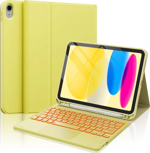 Vista 9 de CHESONA Funda compatible con iPad de 11ª (A16)/10ª generación con teclado Azul