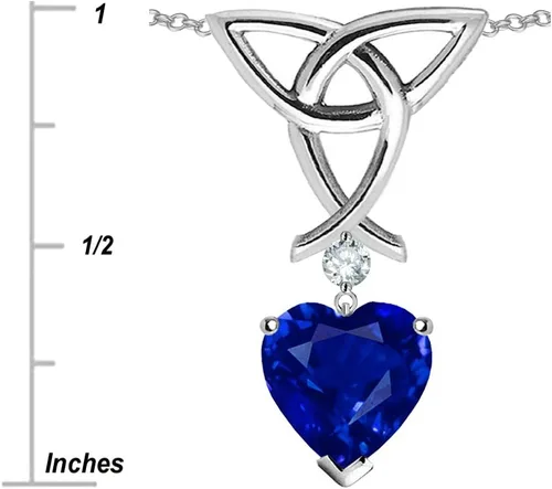 Vista 2 de Star K Collar con colgante de nudo celta de plata de ley con piedra en forma de corazón de 0.315in