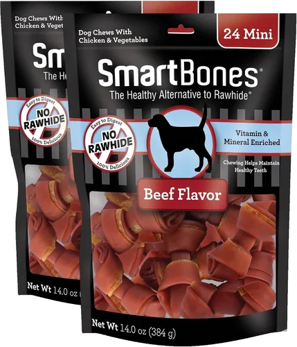 Vista 25 de SmartBones Mini masticables con carne de res real, 24 unidades, masticables sin piel cruda para perros
