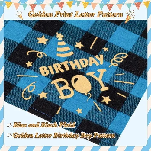 Vista 4 de Mihachi Suministros para fiestas de cumpleaños para perros, bandana y sombrero con número, bufanda triangular para regalo de decoración, perros