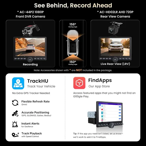 Vista 7 de Estéreo para automóvil Single/Doble DIN - Pantalla táctil flotante QLED de 10.1 pulgadas con botón, inalámbrico CarPlay/Android Auto