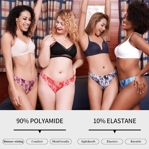 Vista 3 de QOVOQ Tangas sin costuras para mujer, tangas de algodón transpirables para mujer, paquete de ropa interior para mujer