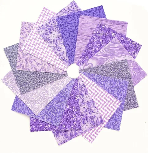 Vista 4 de Tiras de acolchado de tela 100% algodón precortadas, 18 unidades It's All Purple Jelly Roll de 2.5 pulgadas