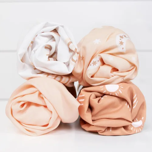 Vista 4 de The Peanutshell Juego de 4 sábanas para moisés para bebé niña o niño, suaves, ovaladas y ajustadas, para bebés niñas o niños, rectangular, fundas