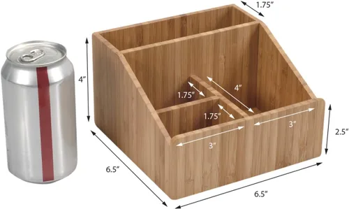 Vista 3 de MobileVision Organizador de productos de oficina de bambú multiusos compacto para escritorio, sostiene blocs de notas, bolígrafos, lápices, tarjetas