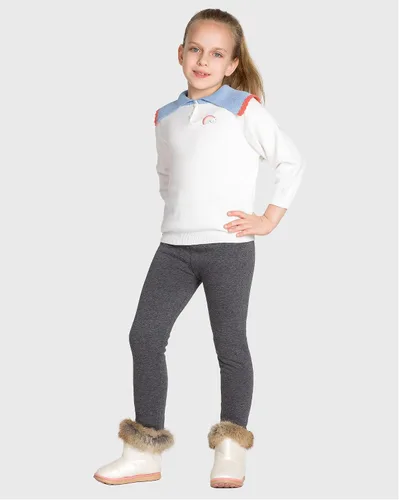 Vista 2 de Adorel Leggings térmicos con forro polar para niña, de algodón, color liso, paquete de 2