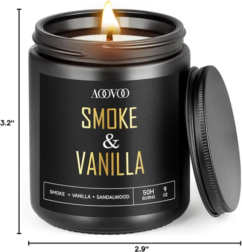 Vista 7 de AOOVOO Velas perfumadas para hombres – Velas de humo y vainilla para el hogar, vela negra masculina, regalo para mujeres y hombres, regalos