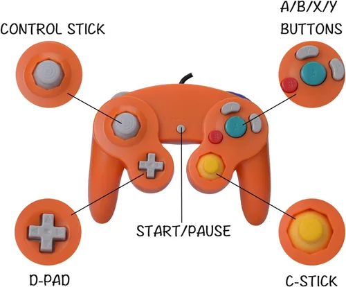 Vista 2 de 2 paquetes de control clásico Gamecube Shock Joypad con cable para Wii NGC Game Cube compatible