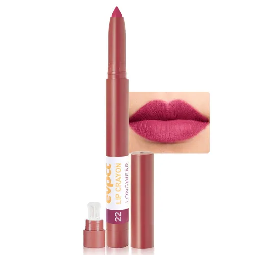 Vista 16 de evpct 3 piezas de lápiz crayón delineador de labios mate metálico rosa natural ligera y lápiz labial Set de larga duración impermeable que coincide