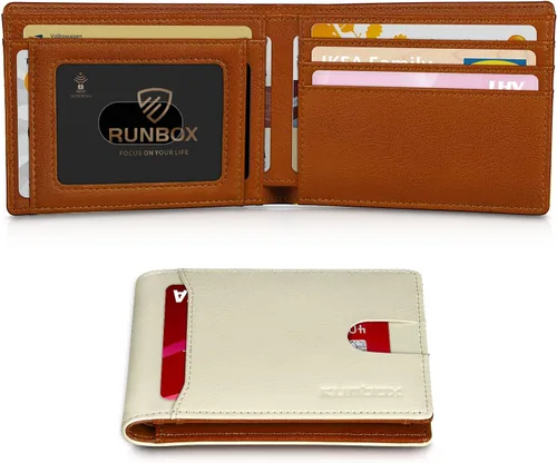Vista 11 de RUNBOX Cartera delgada para hombre, 11 ranuras para tarjetas de crédito, de cuero, con bloqueo RFID, pequeña, delgada, plegable, minimalista 0 negro