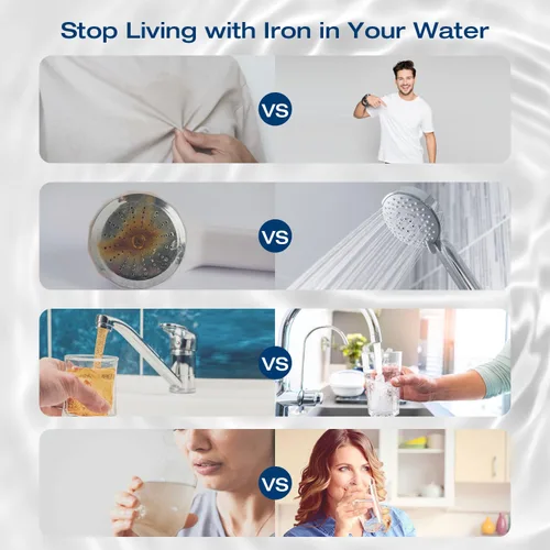 Vista 6 de H&G Lifestyles Sistema de filtración de agua de 2 etapas para toda la casa, filtro GAC KDF 58 y filtro de algodón PP, olor a cloro, eliminación