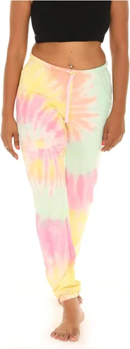 Vista 2 de Pure Essence Pantalones deportivos de teñido anudado para mujer, pantalones deportivos de vellón, menta magenta, talla S, Magenta Mint