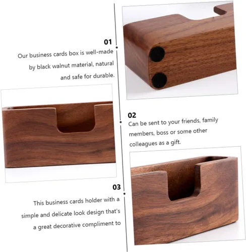 Vista 3 de EXCEART 1pc Estuche de madera para tarjetas de visita Soporte de tarjetas de madera Titular de tarjetas de nombre de madera Soporte para tarjetas