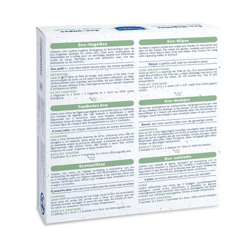 Vista 2 de Mustela Toallitas ecológicas reutilizables y lavables para bebés, almohadillas de algodón 100% orgánicas con certificación GOTS para limpiezas