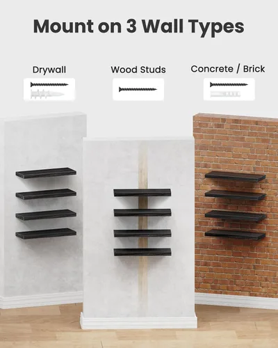 Vista 5 de AMADA HOMEFURNISHING Estantes flotantes, estantes de pared de madera de paulownia para baño/sala de estar/dormitorio/cocina/oficina en casa, estante