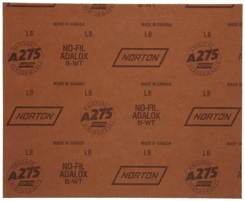 Vista 2 de Norton Papel de lija A275OP, hoja de lija de 9 x 11, papel de lija de grano 180 para lijado intermedio a acabado, papel de lija fino para madera